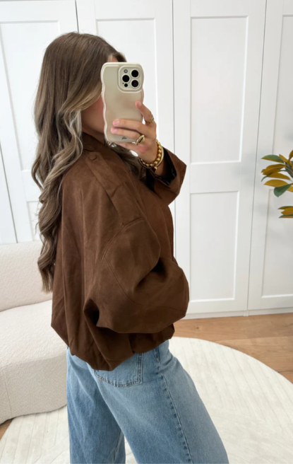 Jasmin | Trendige Jacke aus Wildleder mit Taschen
