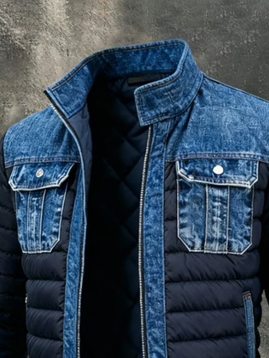 Leon | Herrenjacke gefüttert casual mit Denim-Optik
