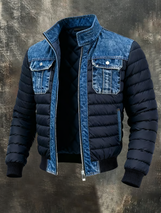 Leon | Herrenjacke gefüttert casual mit Denim-Optik