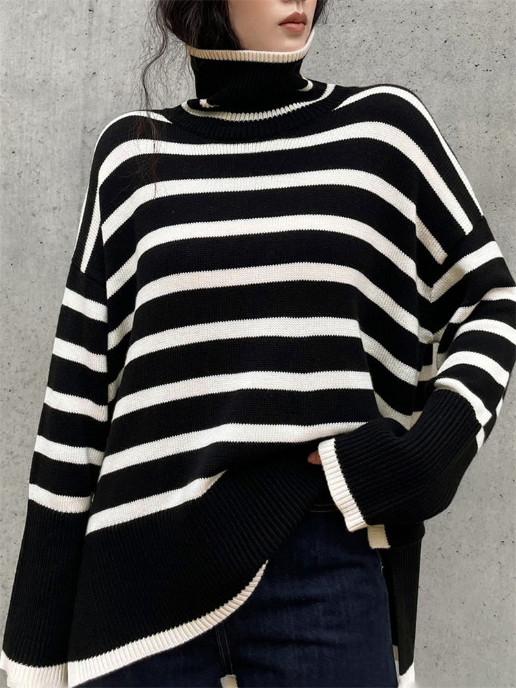 Leonie | Weicher Streifenpullover mit klassischem Kragen