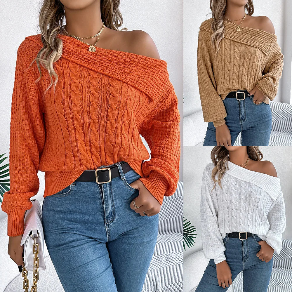 Nora | Moderner Strickpullover Mit Schulterfreiem Look