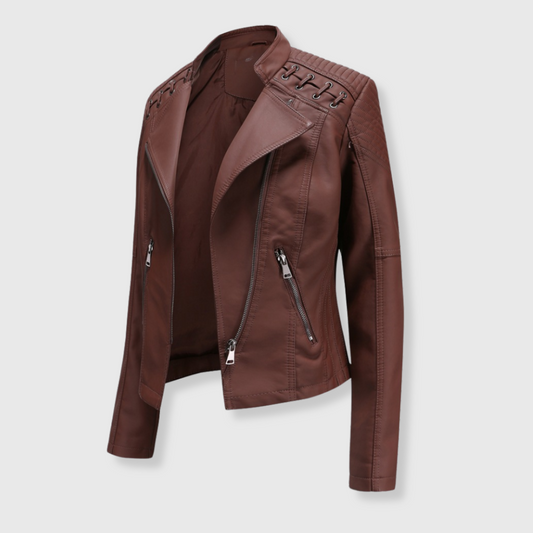 Marlene | Stylische kurze Biker-Lederjacke für Damen