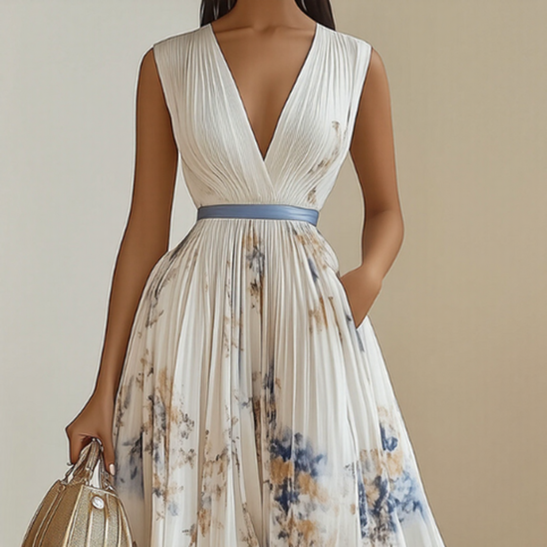 Lena | Damen Maxikleid elegant modern plissiert