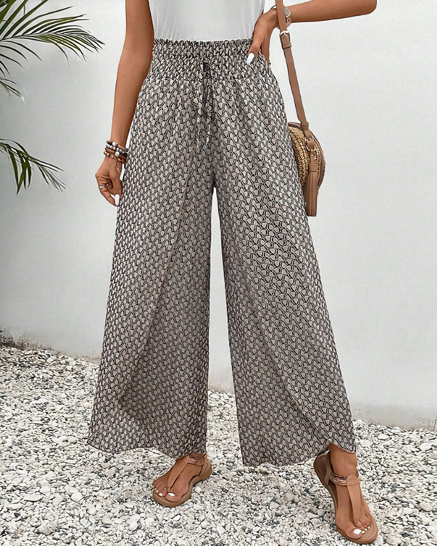 Lena | Elegante Damenhose mit weitem Bein Print