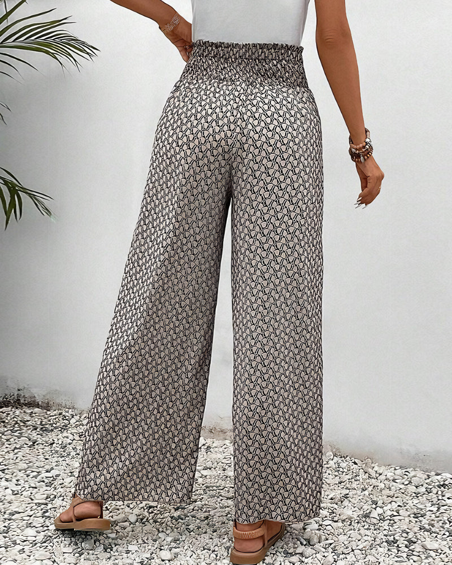 Lena | Elegante Damenhose mit weitem Bein Print