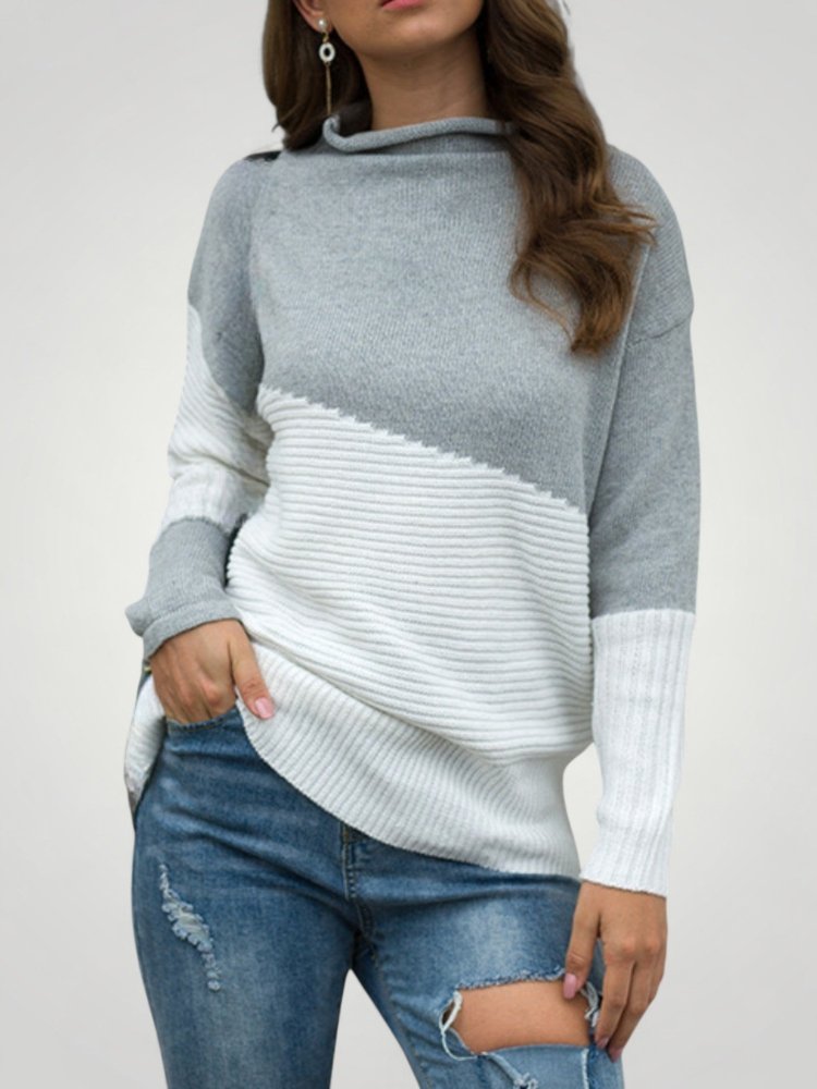 Nina | Zweifarbiger Pullover Damen elegant und modern
