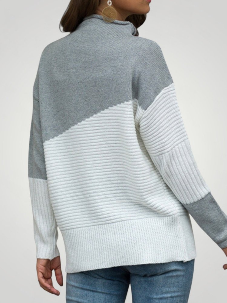 Nina | Zweifarbiger Pullover Damen elegant und modern