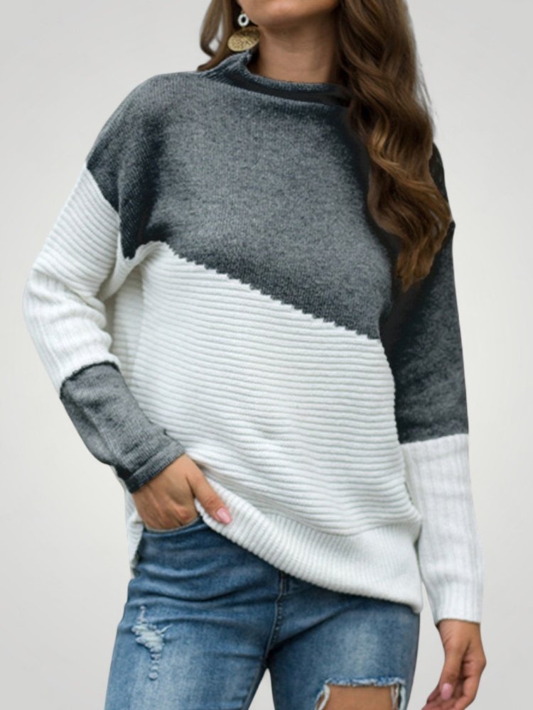 Nina | Zweifarbiger Pullover Damen elegant und modern