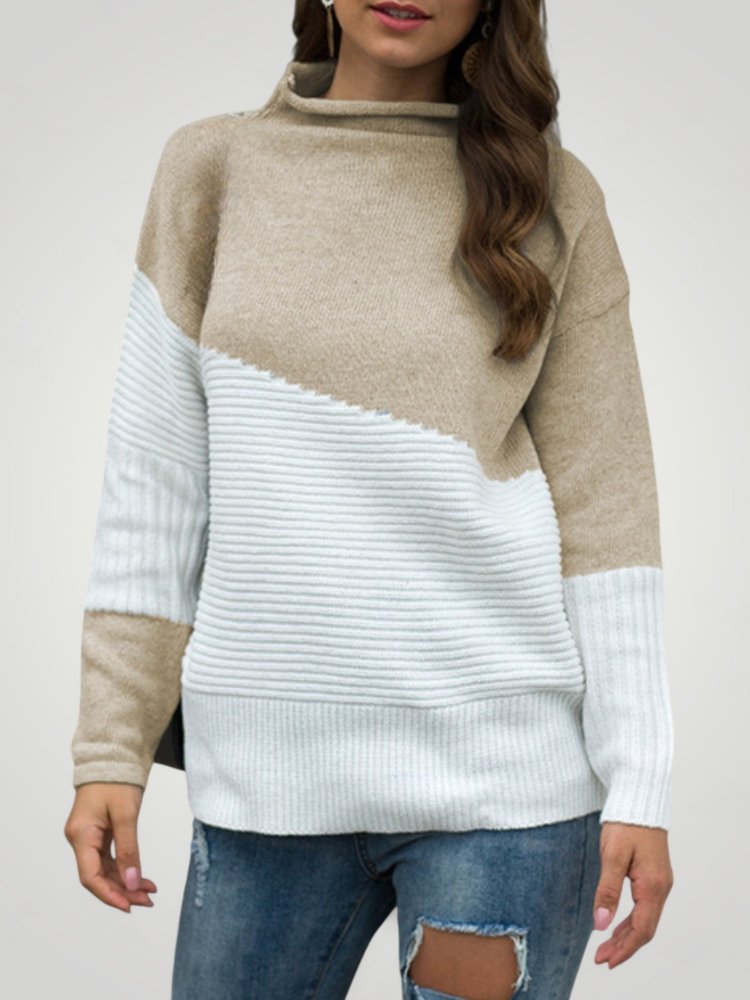 Nina | Zweifarbiger Pullover Damen elegant und modern