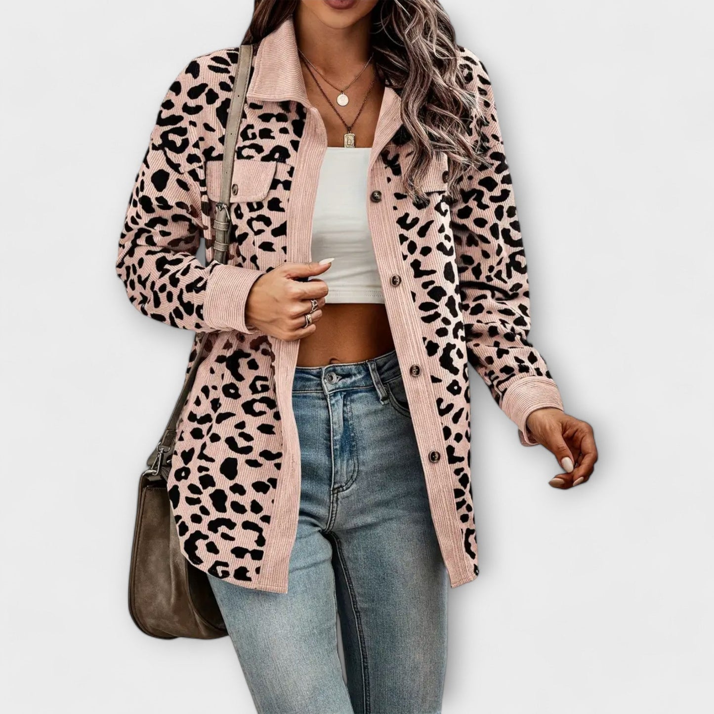Lena | Damen Hemdjacke modern im Leopardenlook