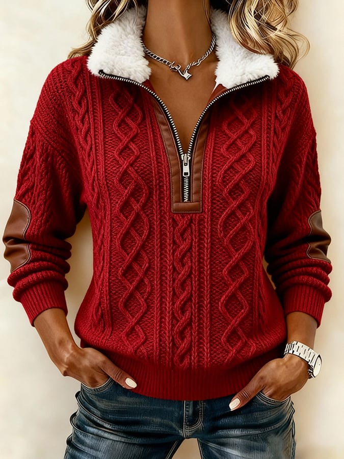 Ella | Pullover Damen bequem mit dekorativem Farbblock