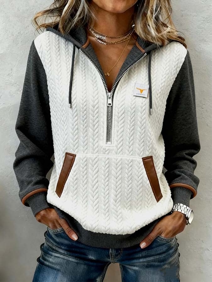 Ella | Hoodie Damen casual schlicht mit Farbblockdetails