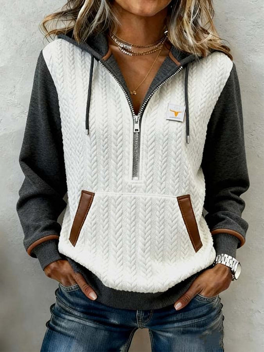 Ella | Hoodie Damen casual schlicht mit Farbblockdetails