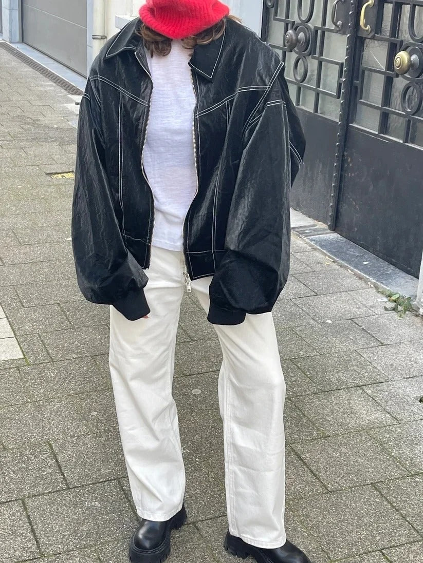 Isabel | Bequeme Damen Lederjacke in Plus Size mit Zipper