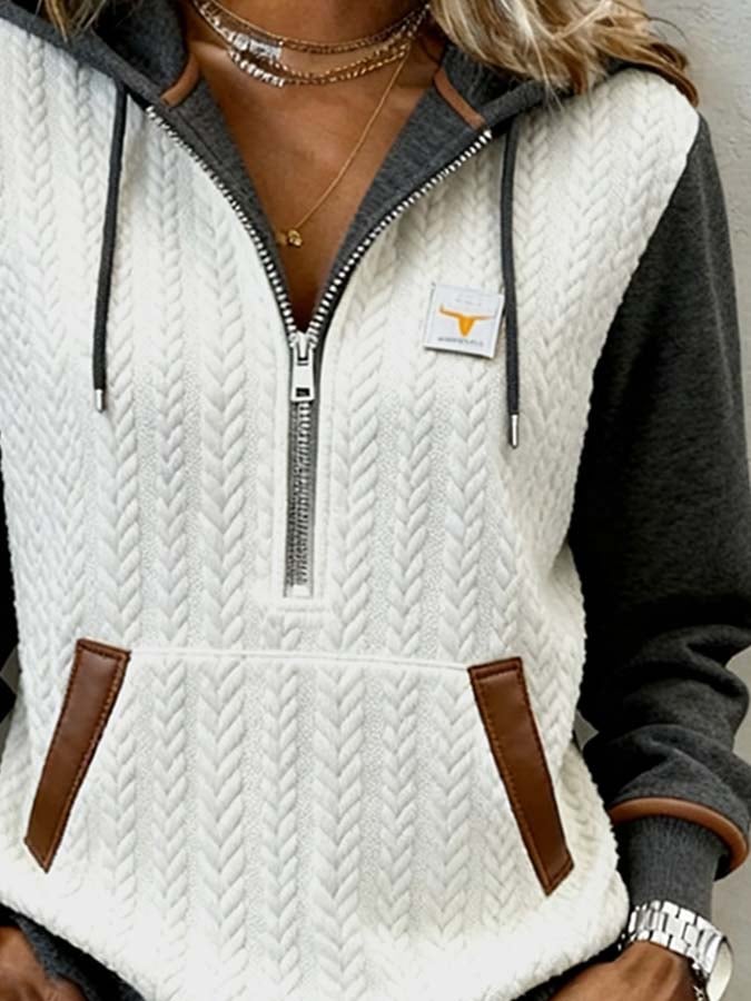 Ella | Hoodie Damen casual schlicht mit Farbblockdetails