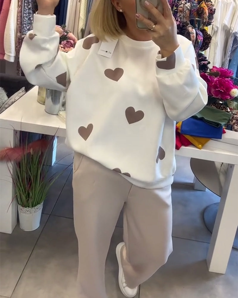 Jana | Damen Pullover Herzmotiv Lässig & Alltagstauglich
