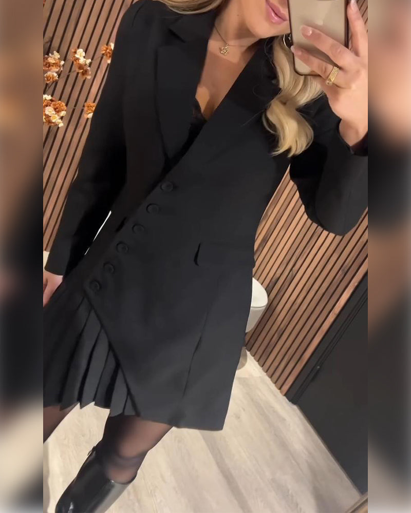 Leonie | Stilvolles Damen Kleid modern Blazer-Look & Revers