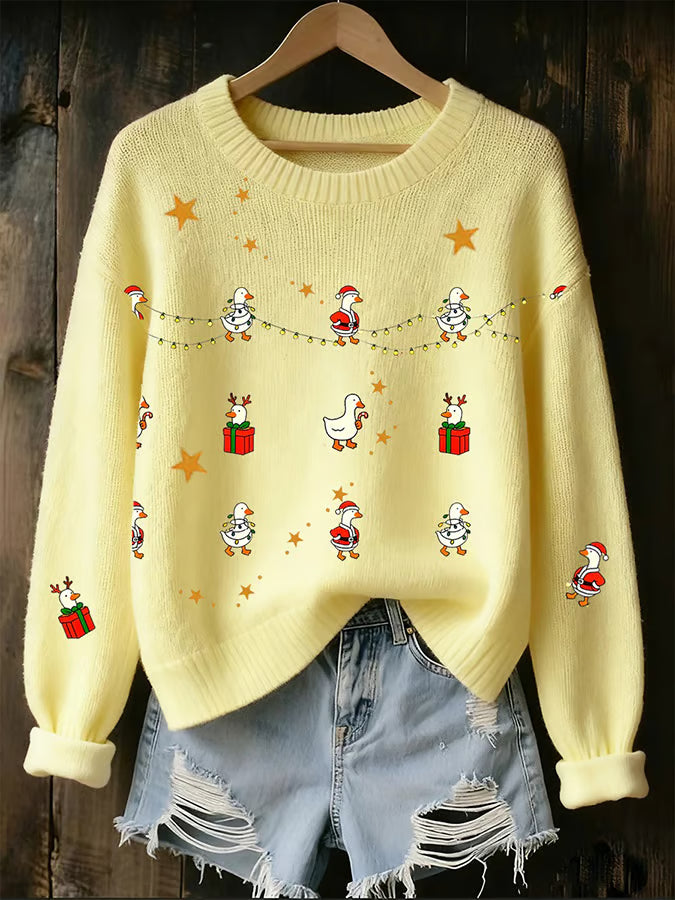 Clara | Festlicher Damenpullover Mit Witzigem Gänsemotiv