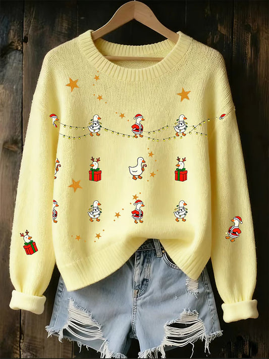 Clara | Festlicher Damenpullover Mit Witzigem Gänsemotiv