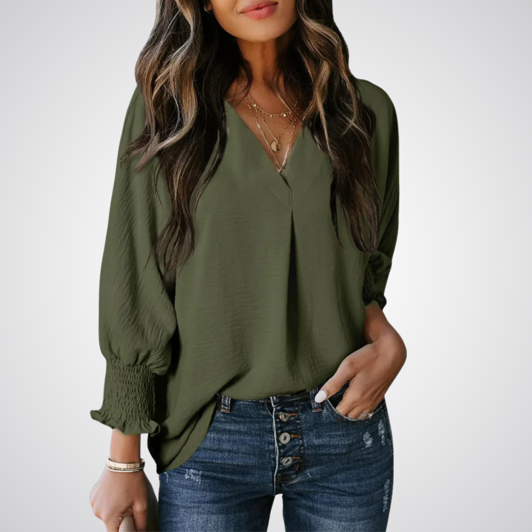 Livia | Stilvolle Bluse Tunika V-Ausschnitt Chic