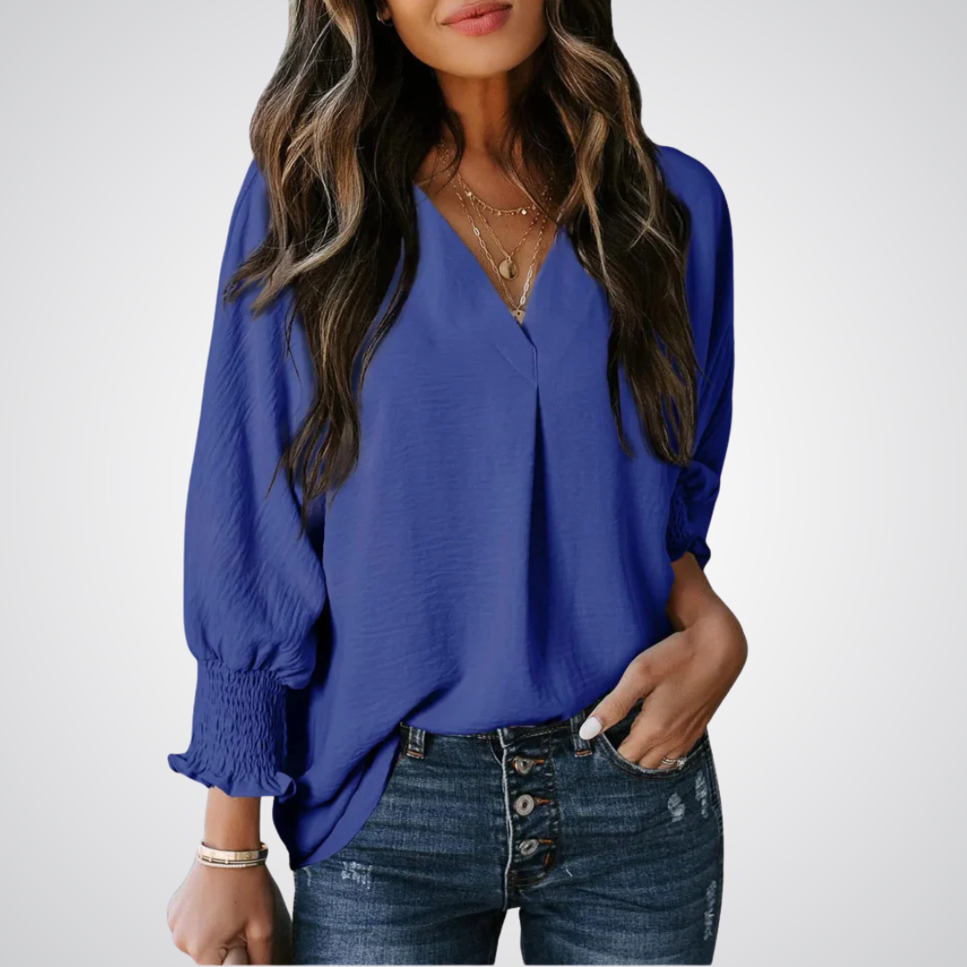 Livia | Stilvolle Bluse Tunika V-Ausschnitt Chic