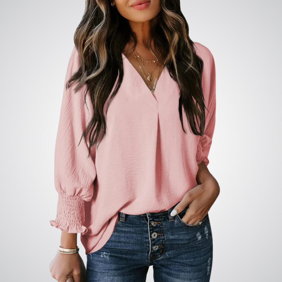 Livia | Stilvolle Bluse Tunika V-Ausschnitt Chic
