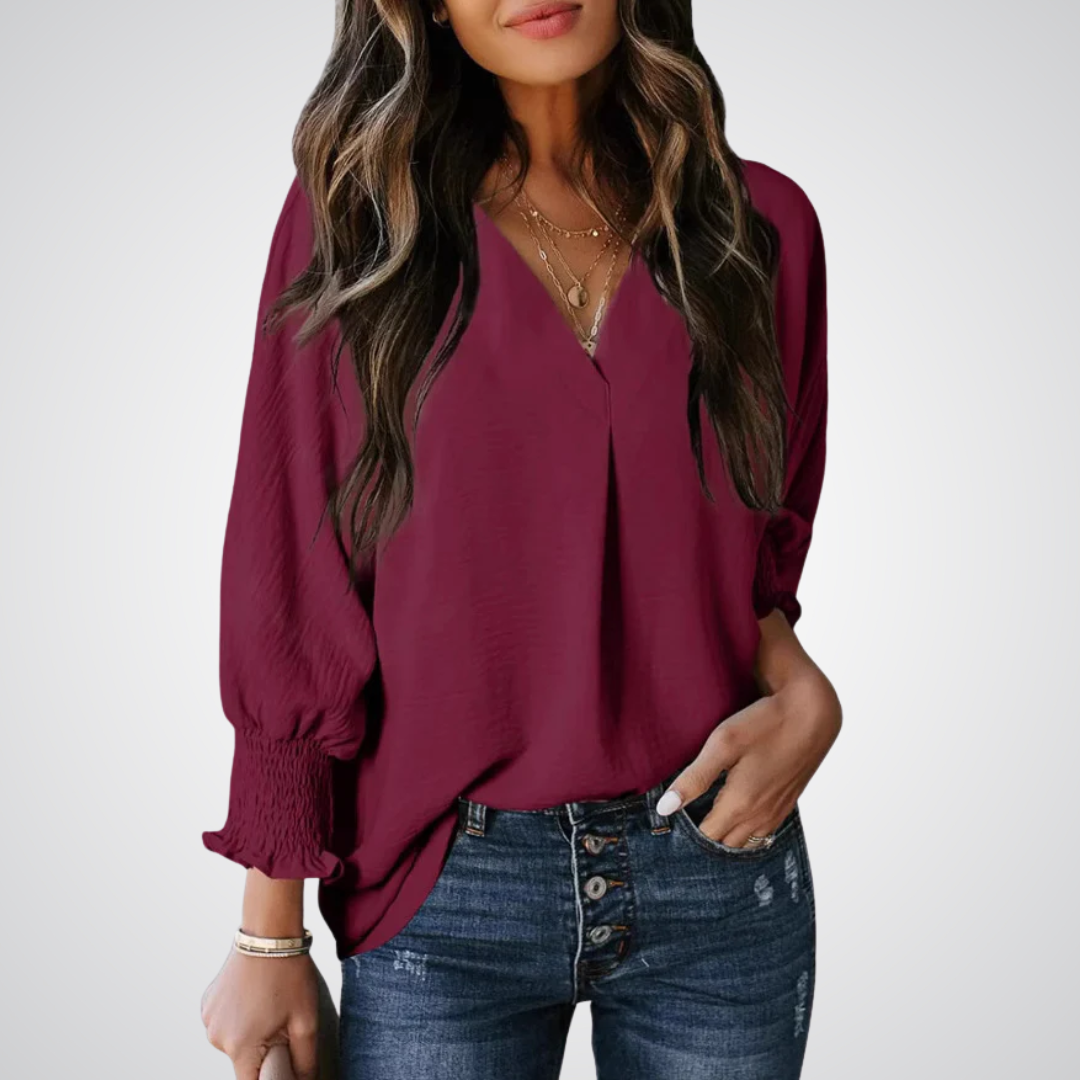 Livia | Stilvolle Bluse Tunika V-Ausschnitt Chic