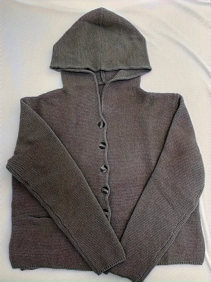 Leonie | Lässige Strickjacke Damen locker mit Kapuze