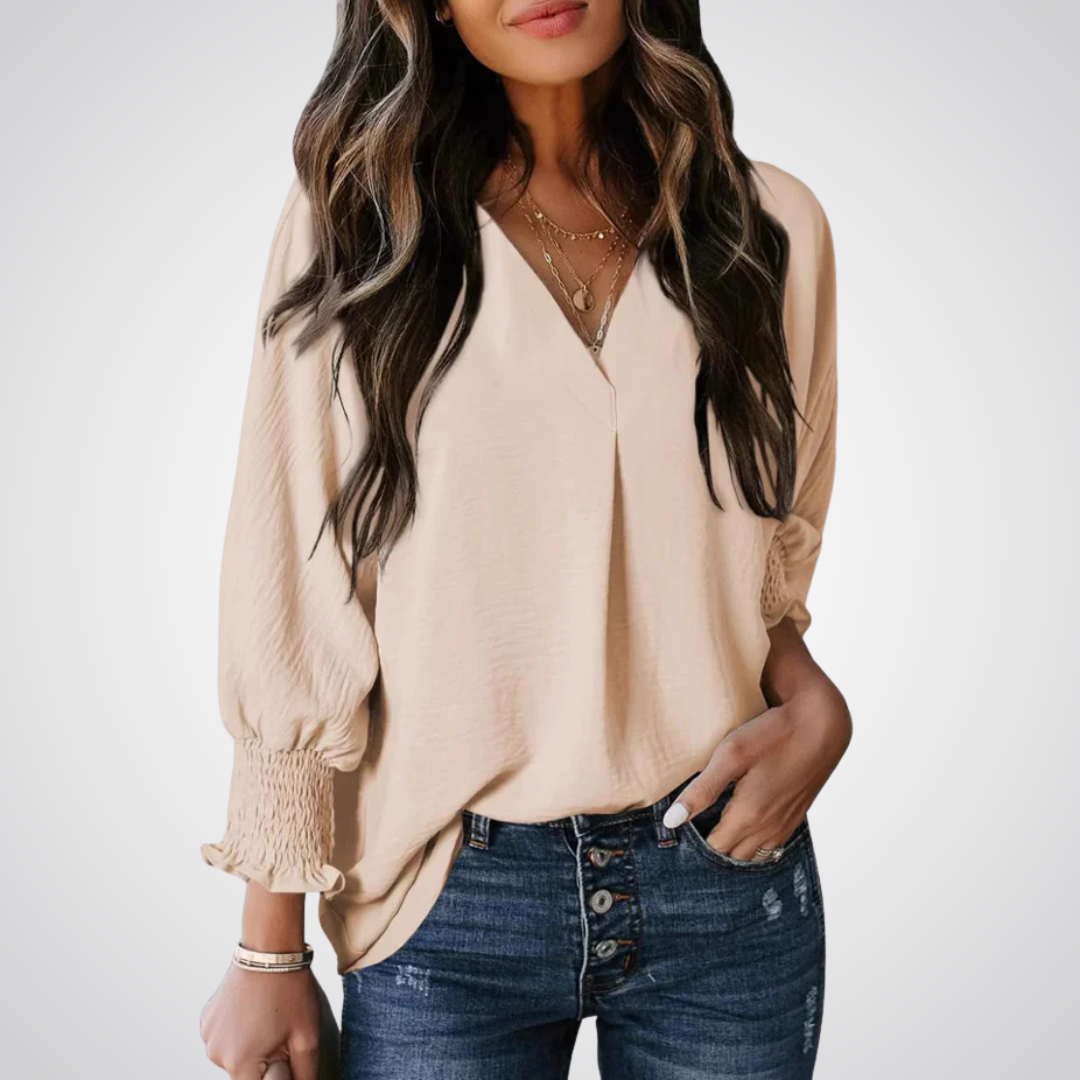 Livia | Stilvolle Bluse Tunika V-Ausschnitt Chic