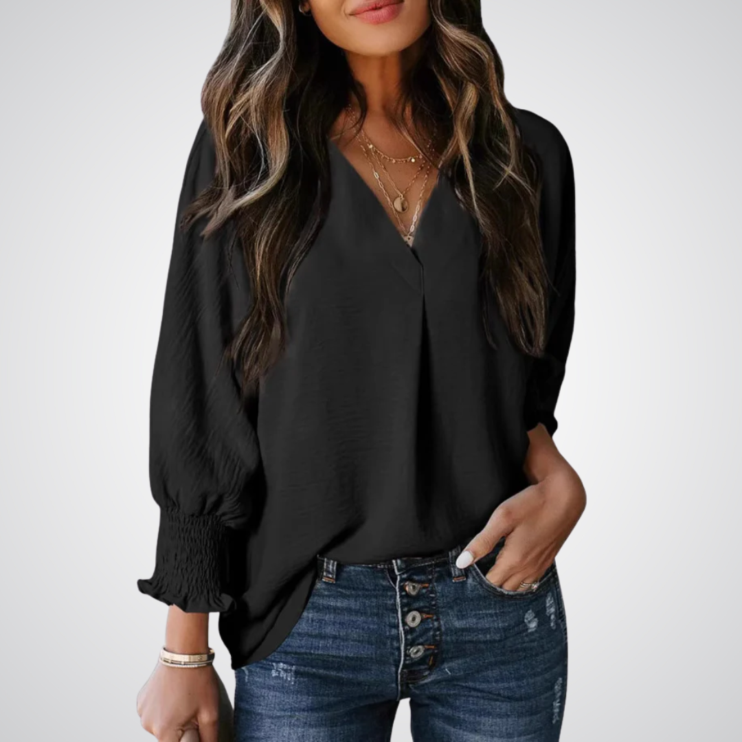 Livia | Stilvolle Bluse Tunika V-Ausschnitt Chic