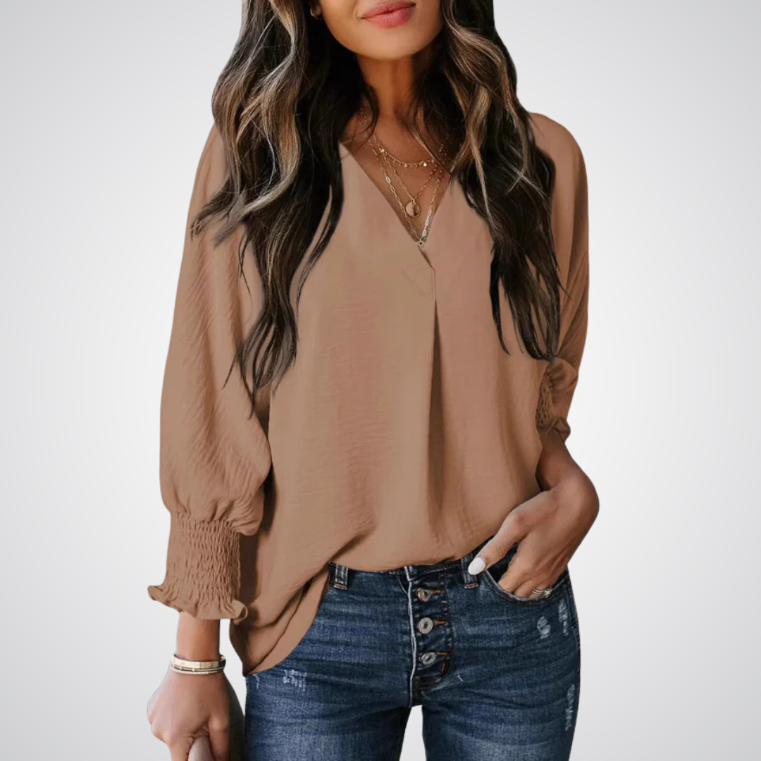 Livia | Stilvolle Bluse Tunika V-Ausschnitt Chic