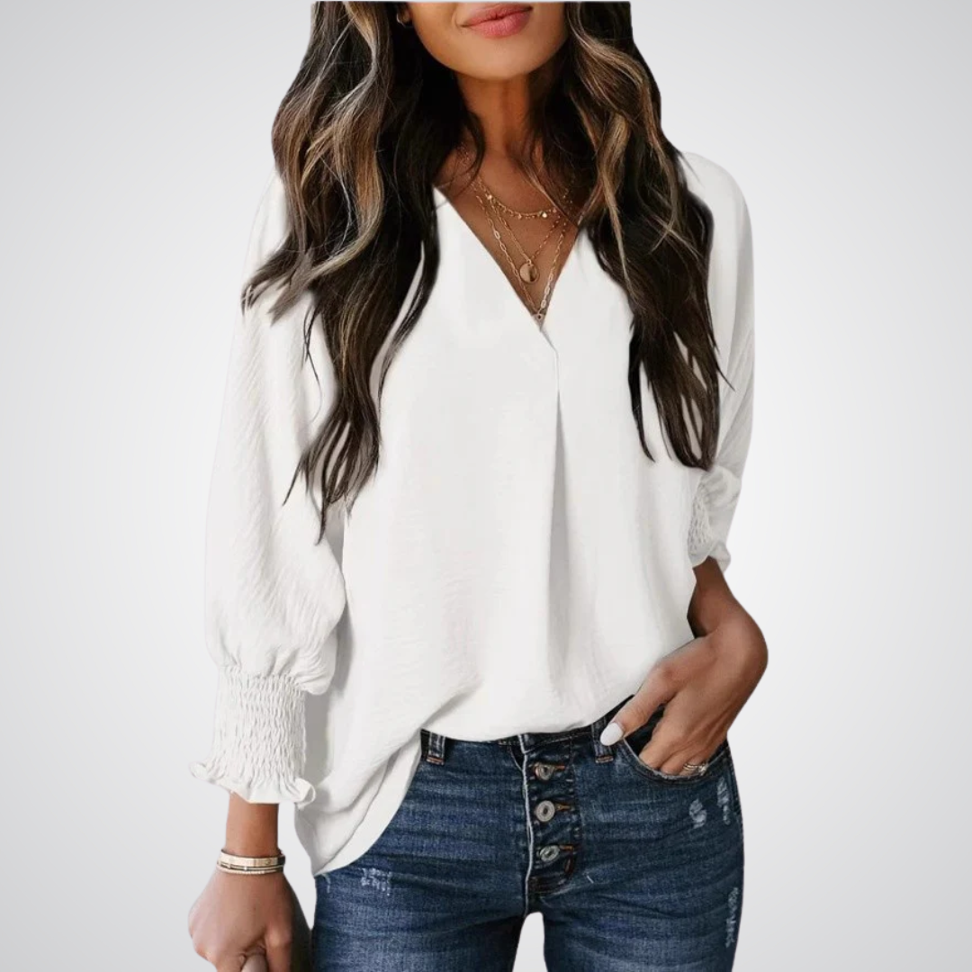 Livia | Stilvolle Bluse Tunika V-Ausschnitt Chic