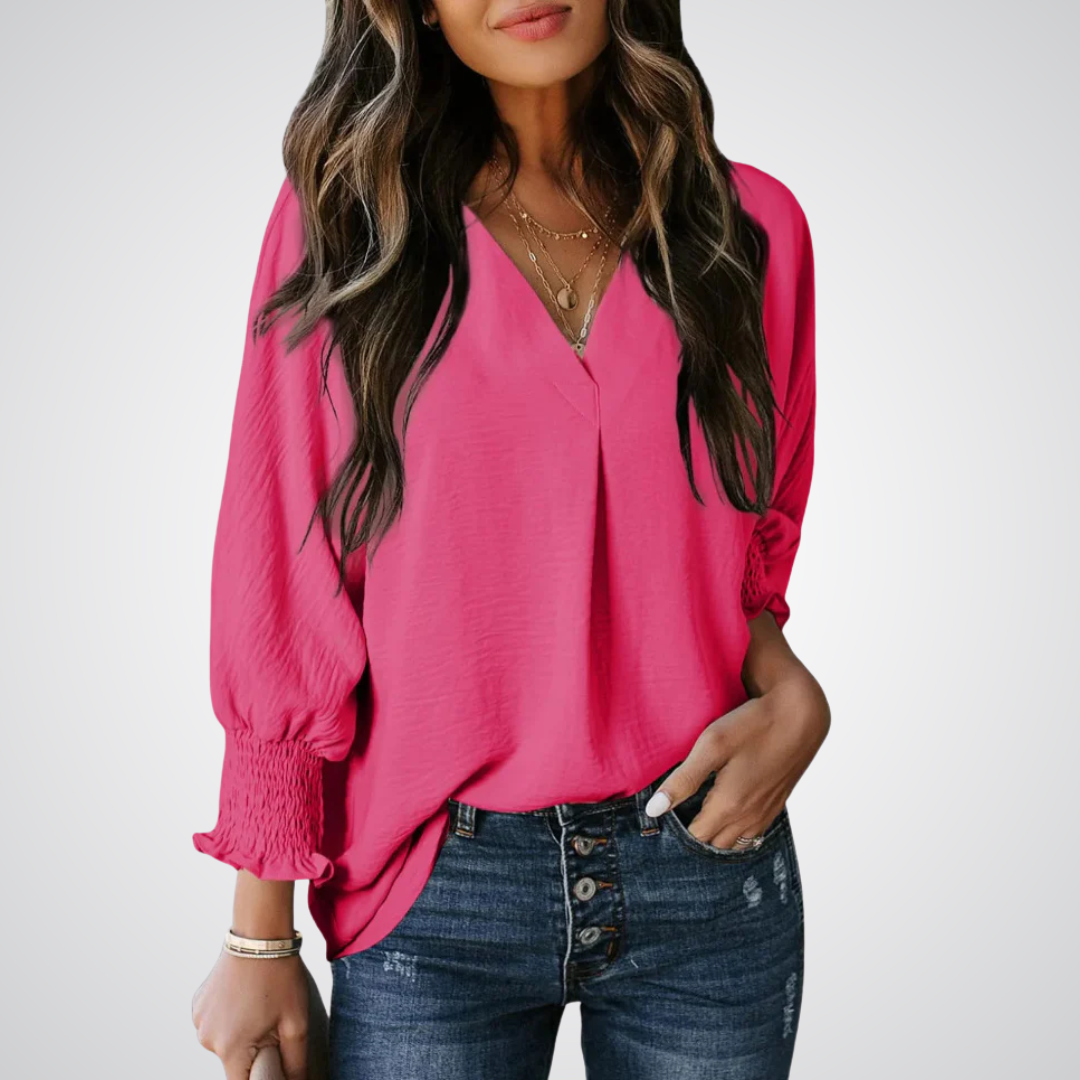 Livia | Stilvolle Bluse Tunika V-Ausschnitt Chic