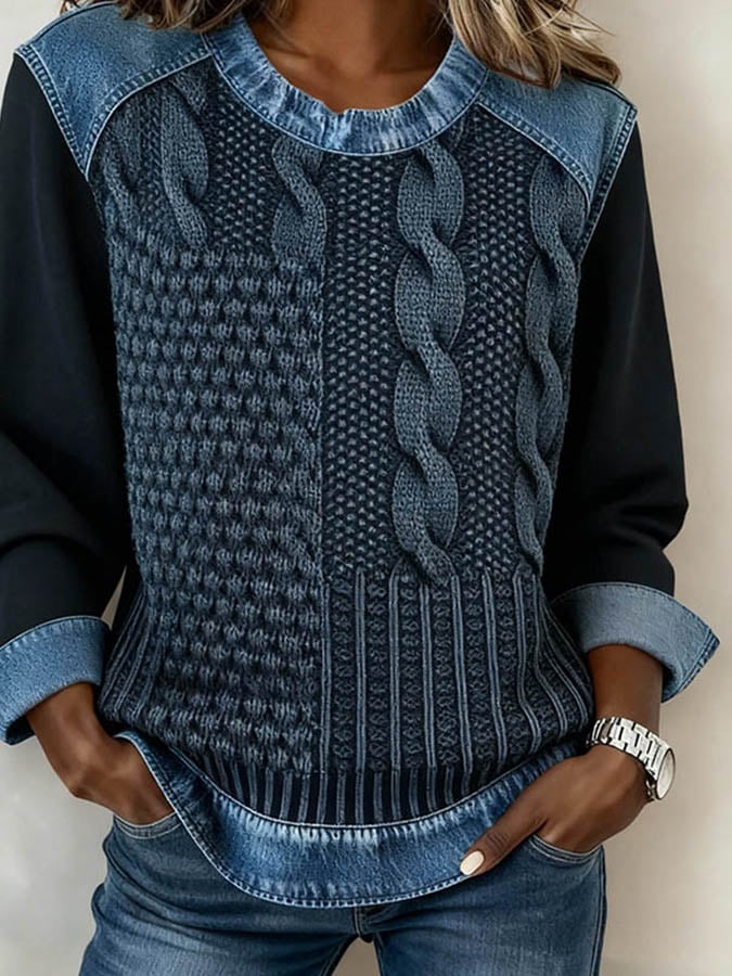 Nina | Casual Damenpullover bunt im Patchwork-Stil