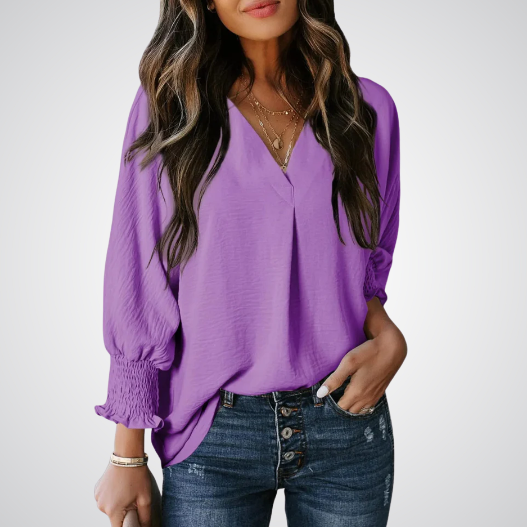 Livia | Stilvolle Bluse Tunika V-Ausschnitt Chic
