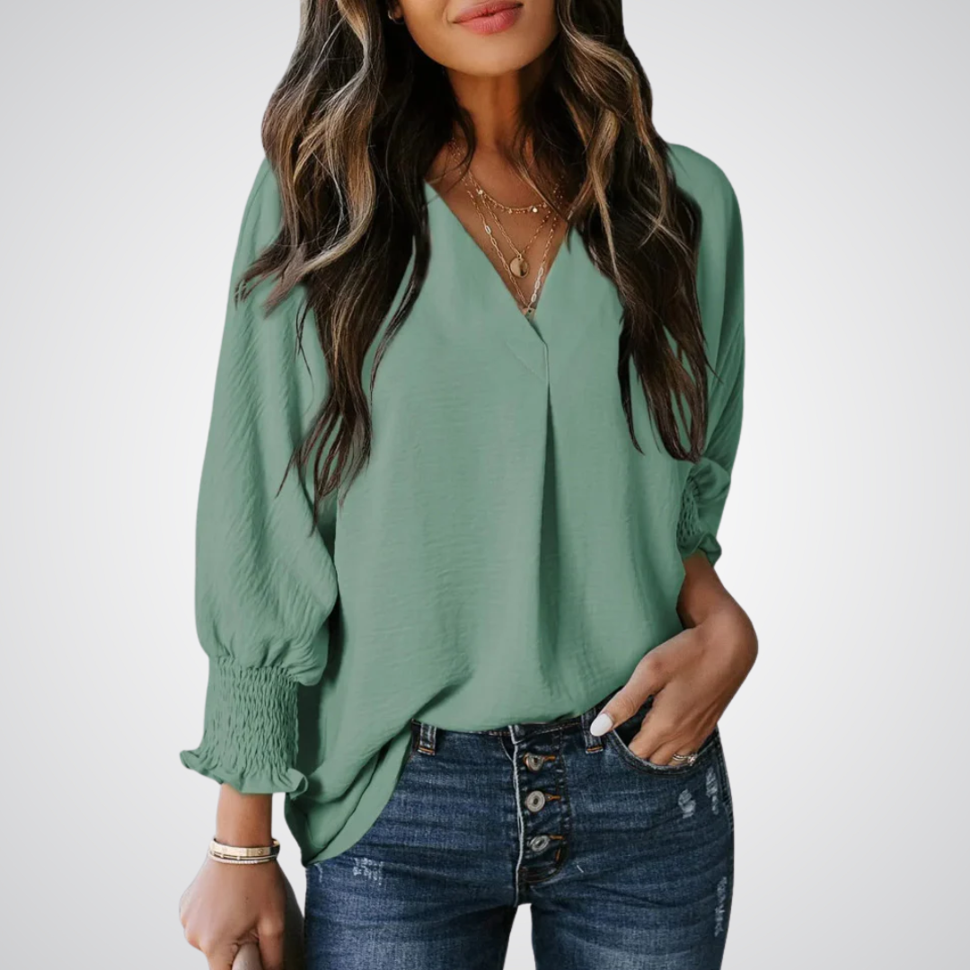 Livia | Stilvolle Bluse Tunika V-Ausschnitt Chic