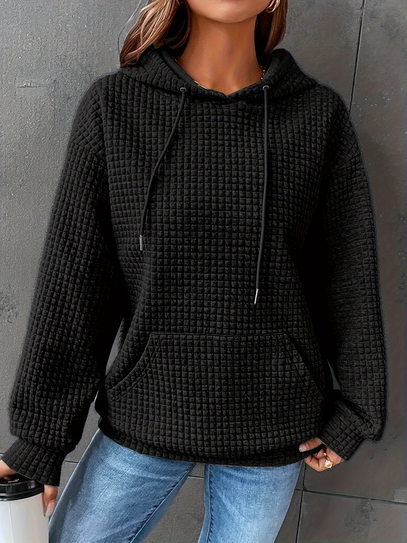 Mila | Waffelstrick Kapuzenpullover Damen