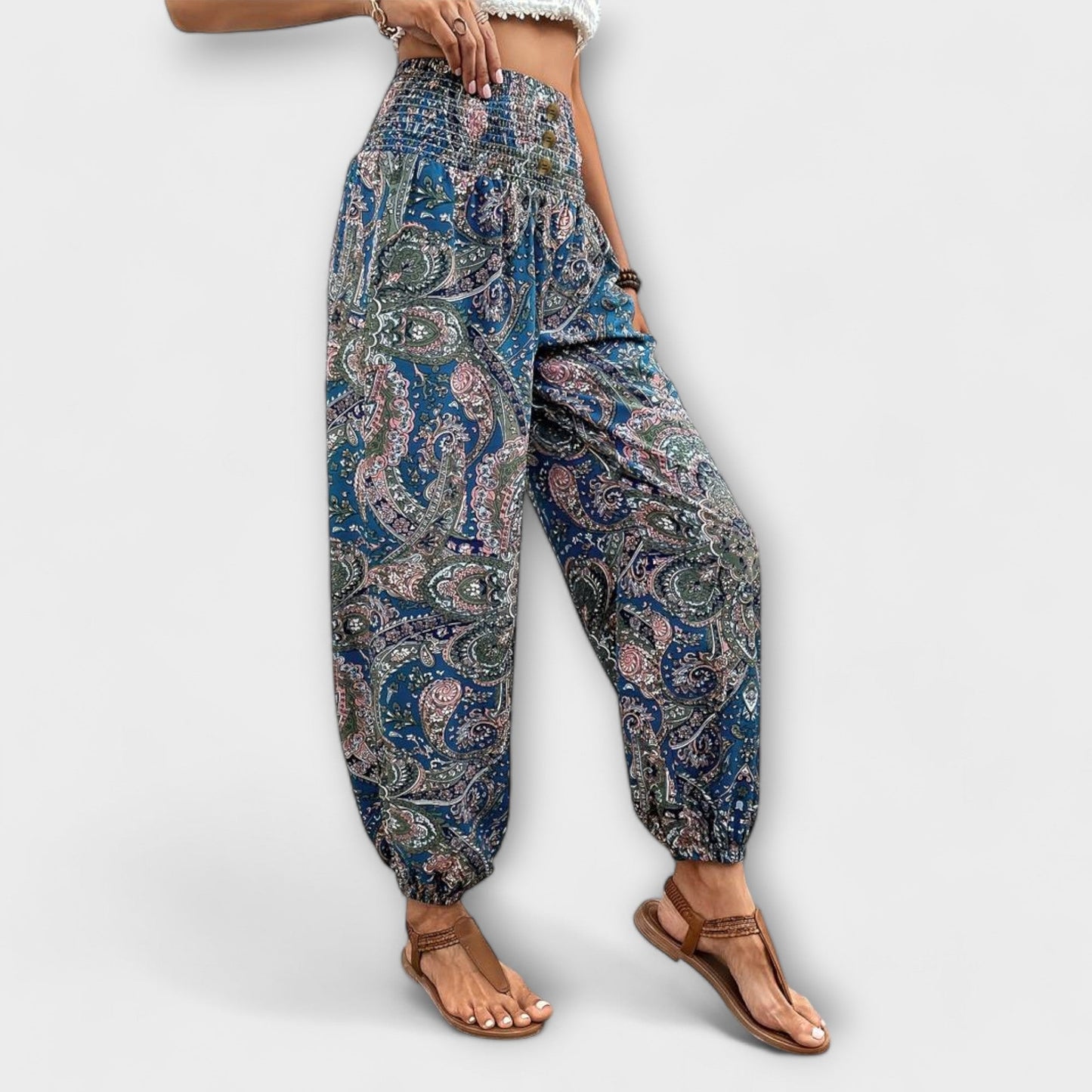 Anna | Lässige Damenhose mit feinem Ethno-Print