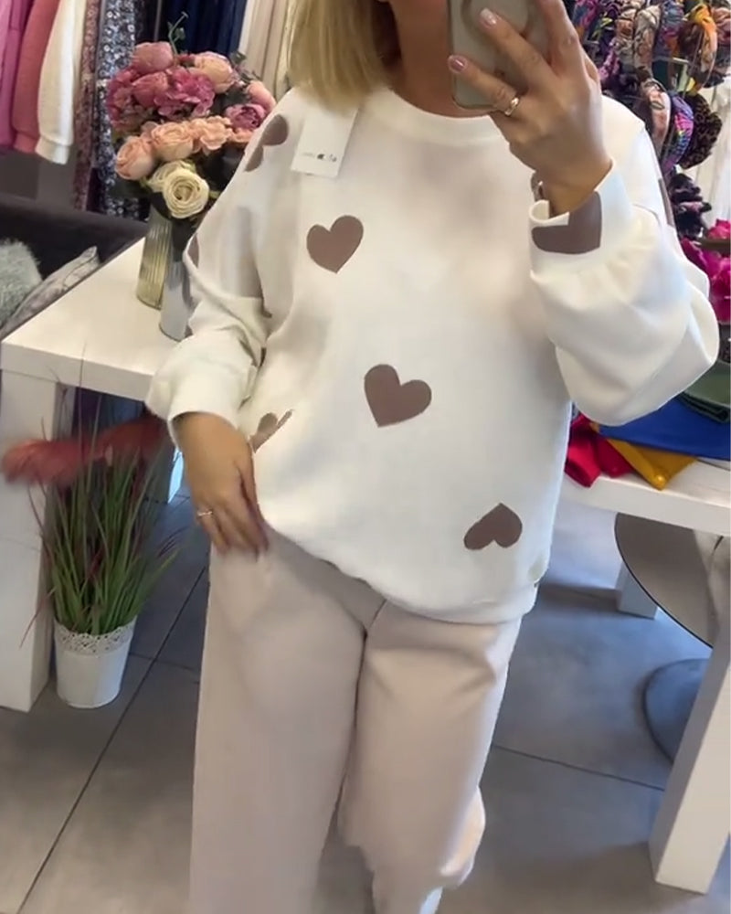 Jana | Damen Pullover Herzmotiv Lässig & Alltagstauglich