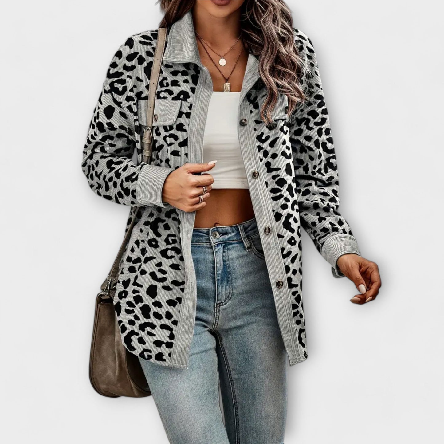 Lena | Damen Hemdjacke modern im Leopardenlook