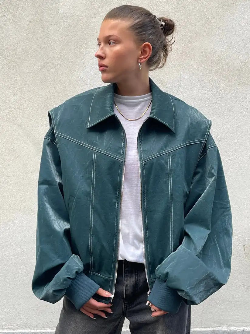 Isabel | Bequeme Damen Lederjacke in Plus Size mit Zipper