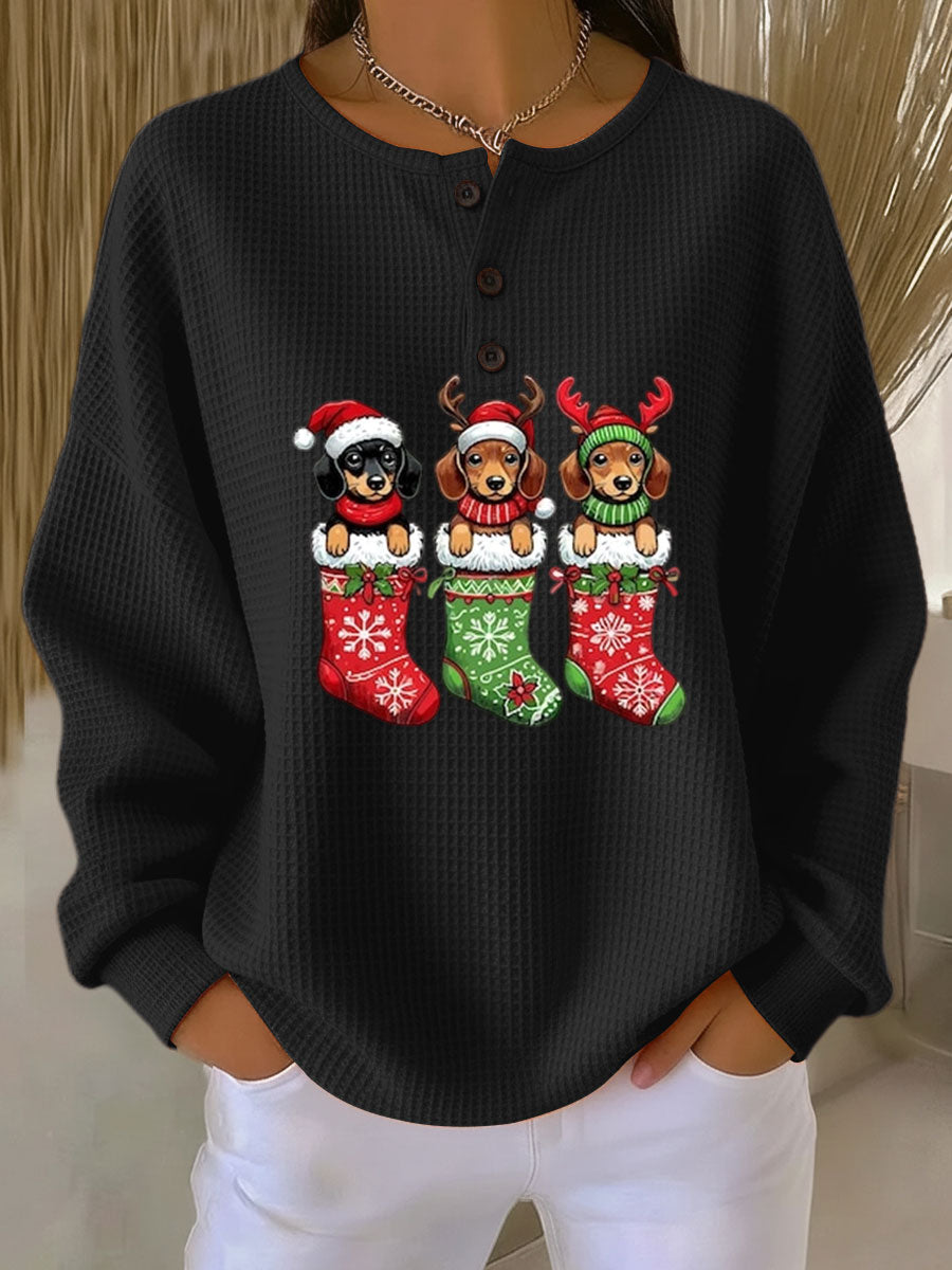 Sina | Retro Hundedesign Pullover Damen Weihnachten Lässig