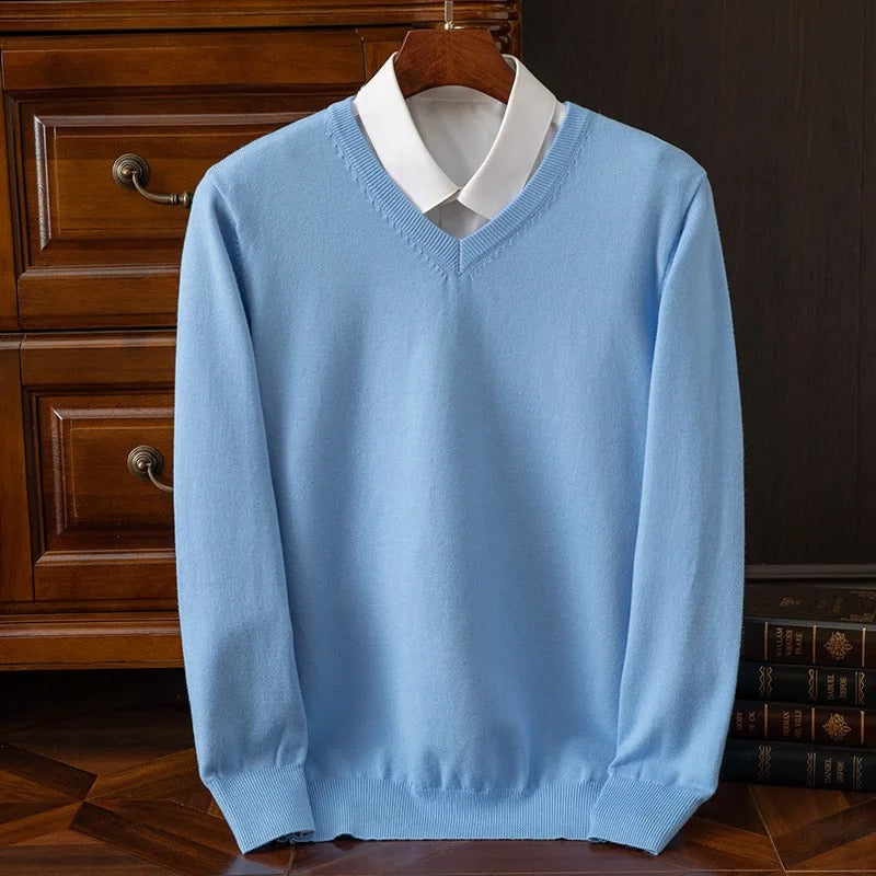 Anton | Klassischer V-Neck Kaschmir Pullover