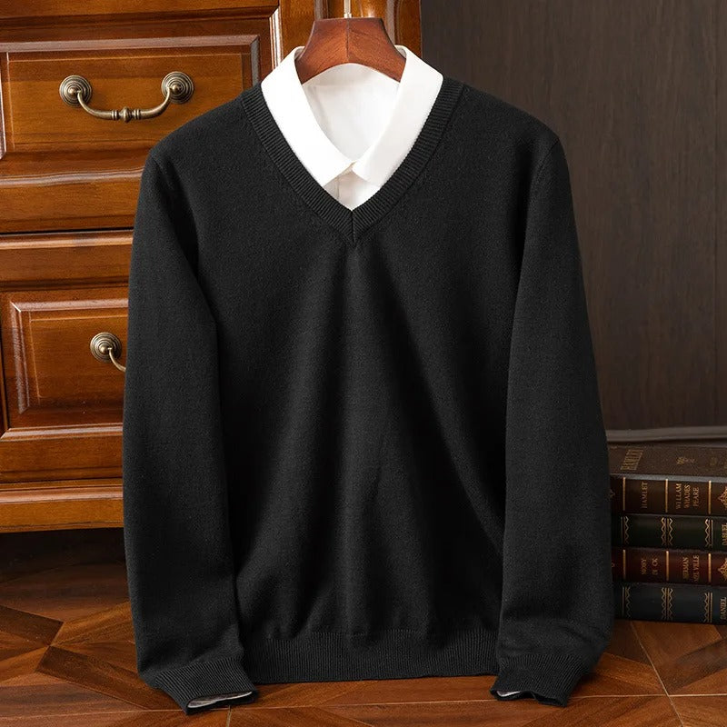 Anton | Klassischer V-Neck Kaschmir Pullover