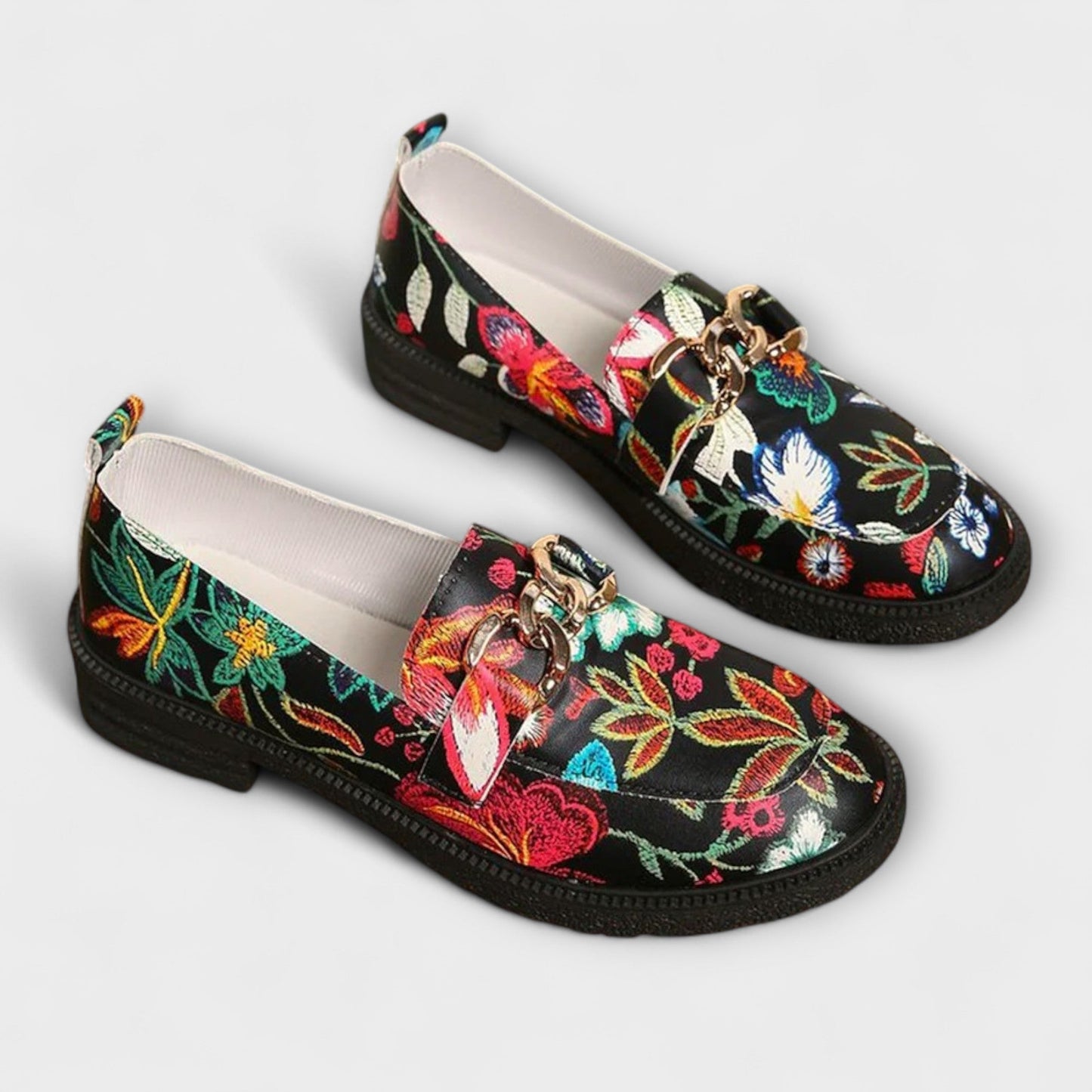 Nina | Bunte Mokassins Damen mit stilvollem Blumenprint