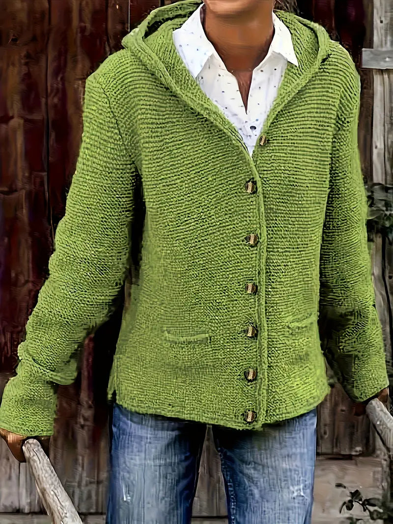 Leonie | Lässige Strickjacke Damen locker mit Kapuze