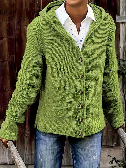 Leonie | Lässige Strickjacke Damen locker mit Kapuze