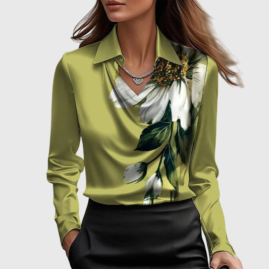 Helena | Elegante Bluse mit plissiertem Ausschnitt