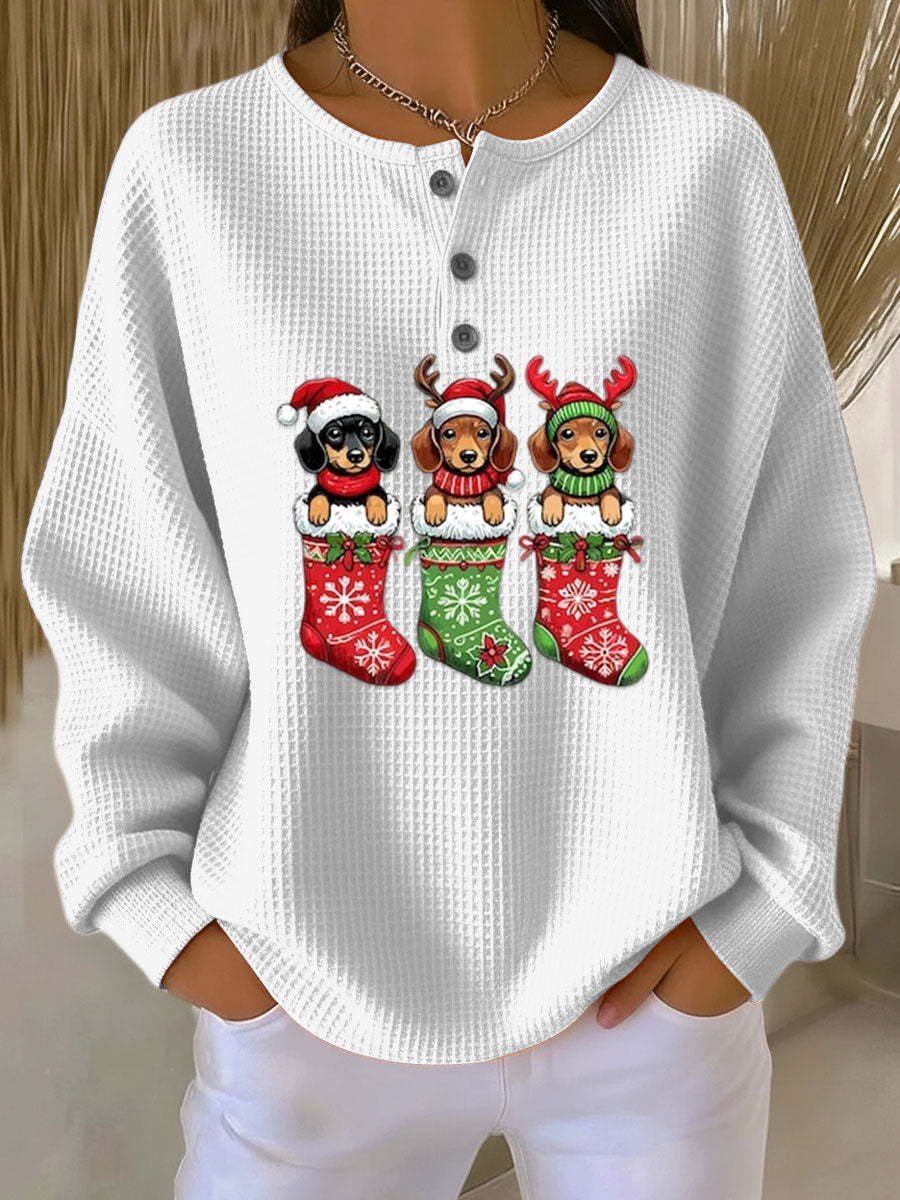 Sina | Retro Hundedesign Pullover Damen Weihnachten Lässig
