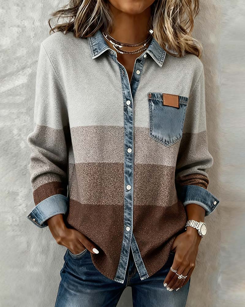 Nina | Damen Hemd modern geschnitten im Patchwork-Look
